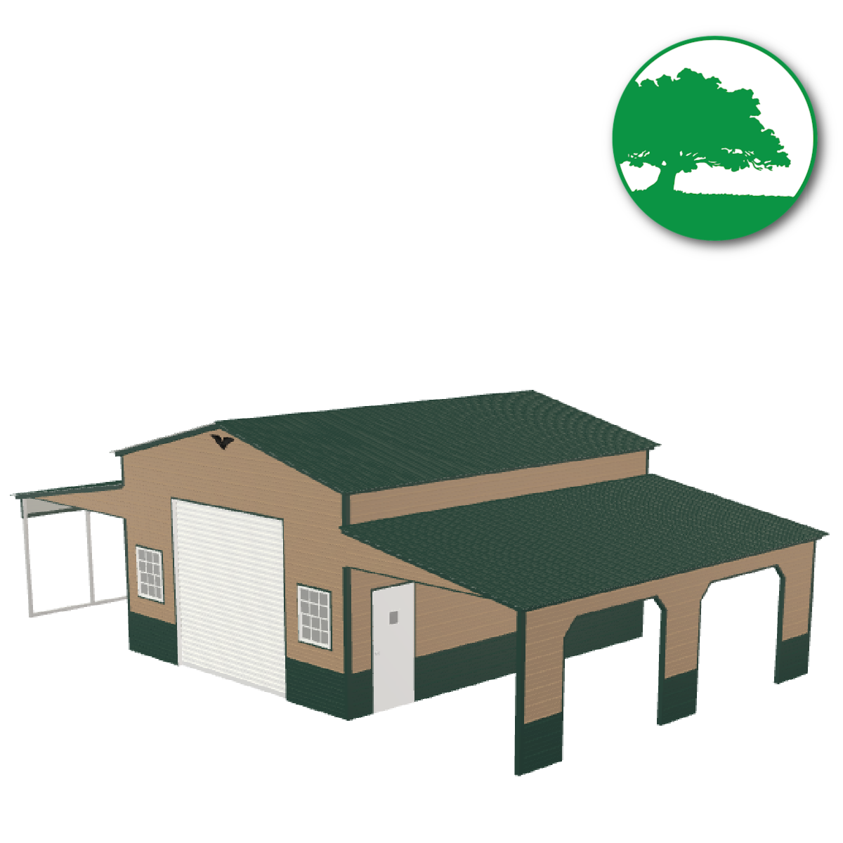44'W x 25'L x 18'/8'H Metal Style Horse Barn