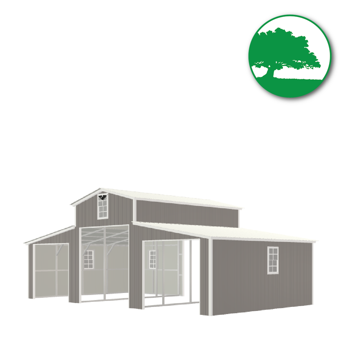 36'W x 20'L x 13'/8'H Metal Horse Barn