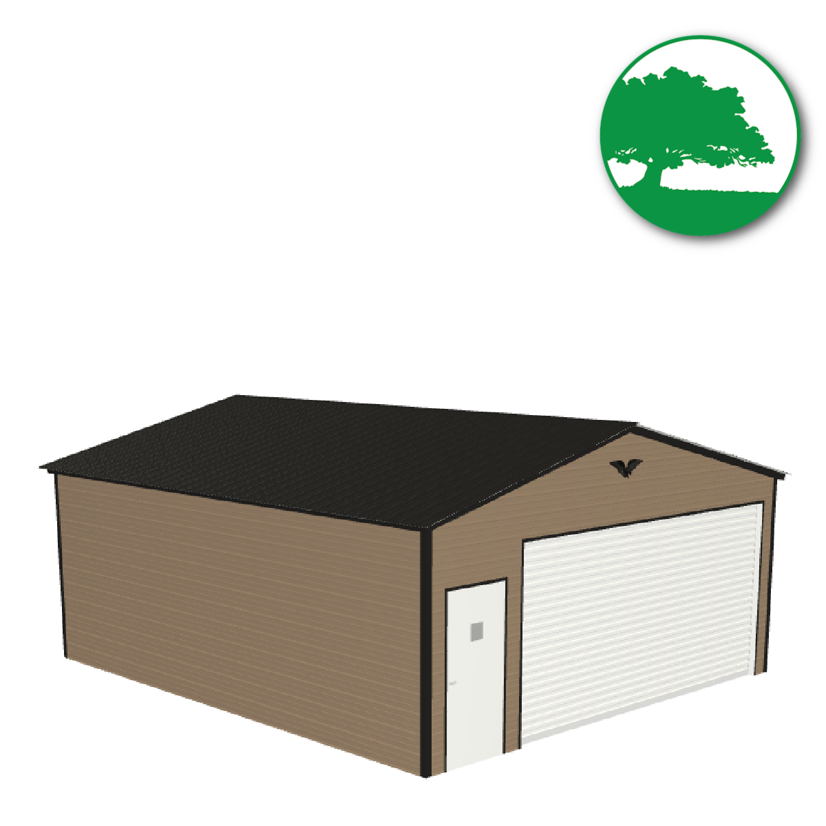 22'W x 25'L x 9'H Metal Garage with Wide Door