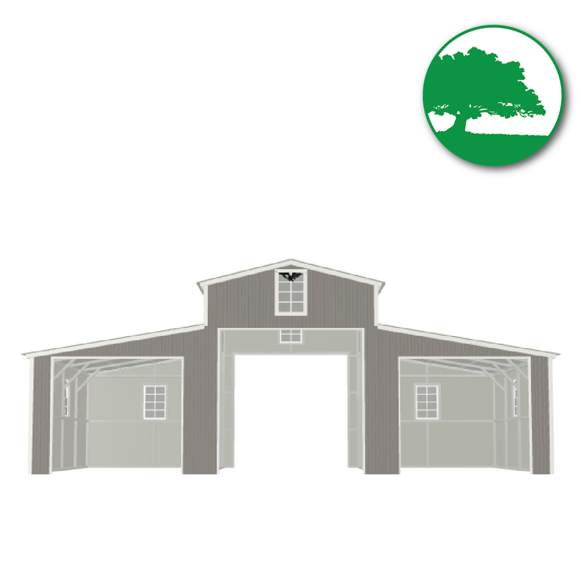 36'W x 20'L x 13'/8'H Metal Horse Barn