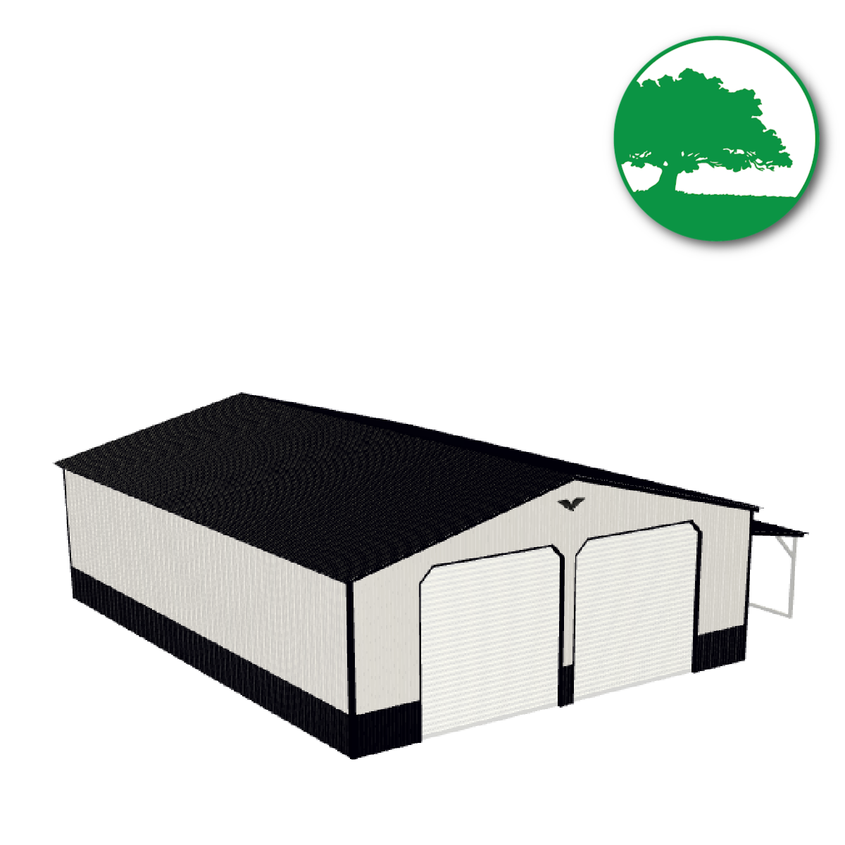 40' x 40' x 10'/6'  Garage with Lean-To