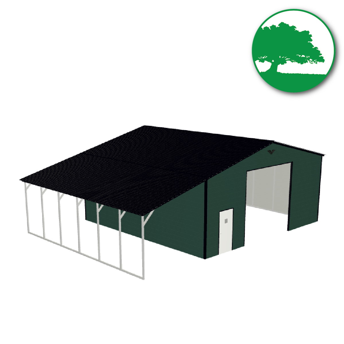42'W x 30'L x 12'9'H Metal Garage with Lean-To