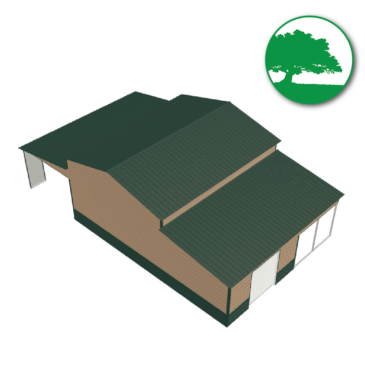 44'W x 25'L x 18'/8'H Metal Style Horse Barn
