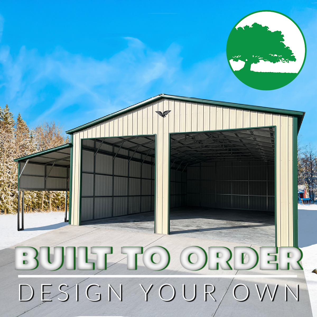 40’W x 50’L Garage w/ Lean-To