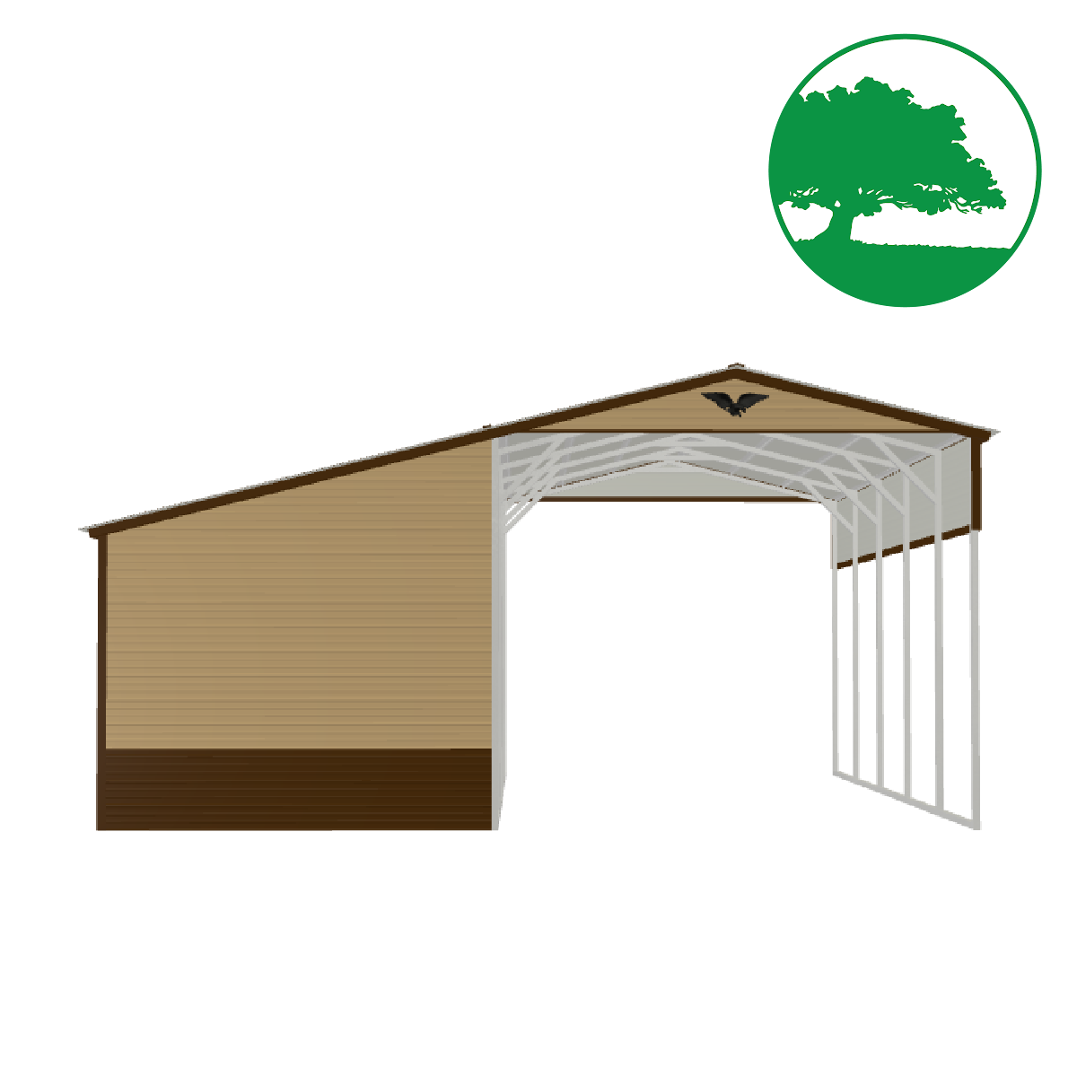 27'W x 25'L Enclosed-Lean Carport