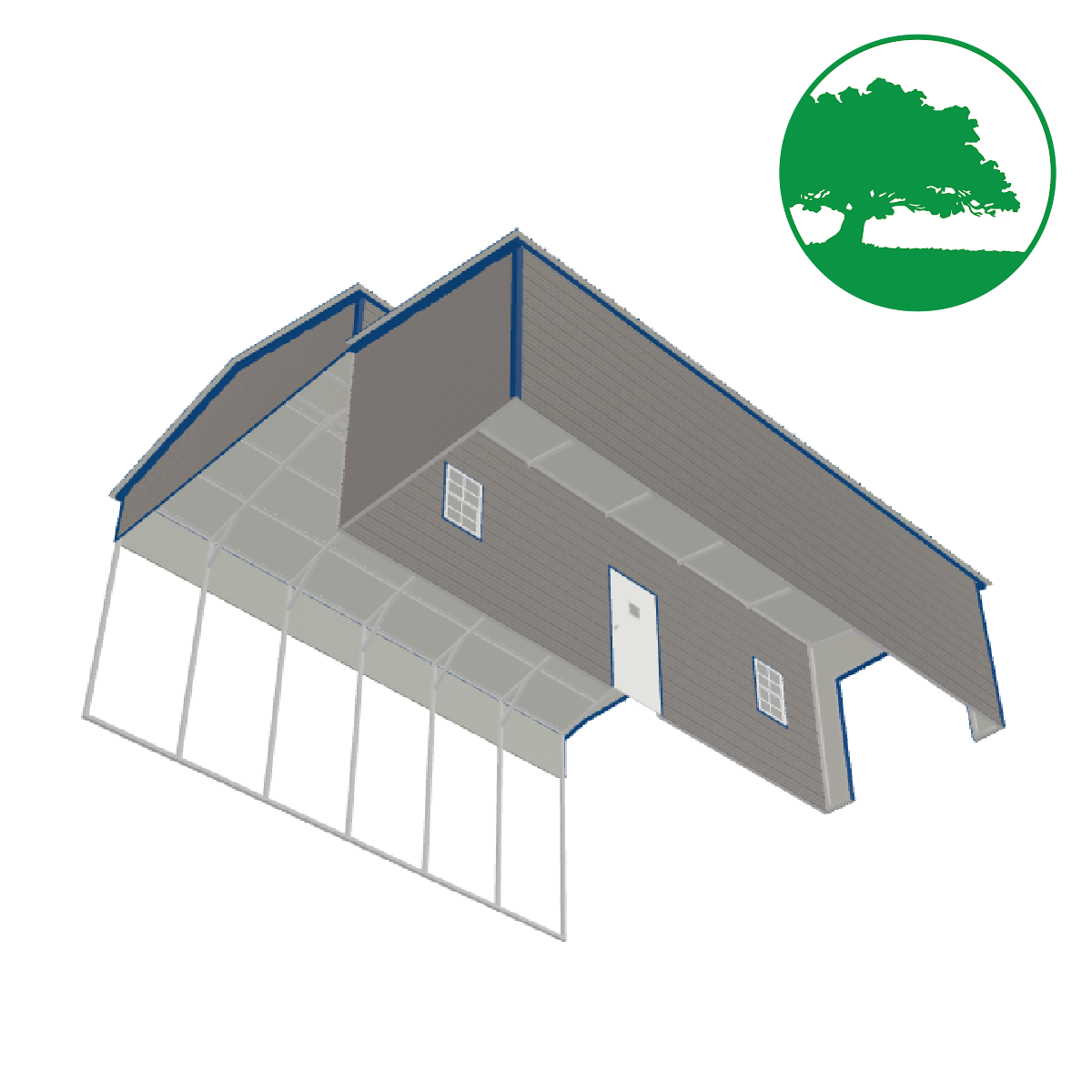 28'W x 30'L RV Cover w/ Lean-To