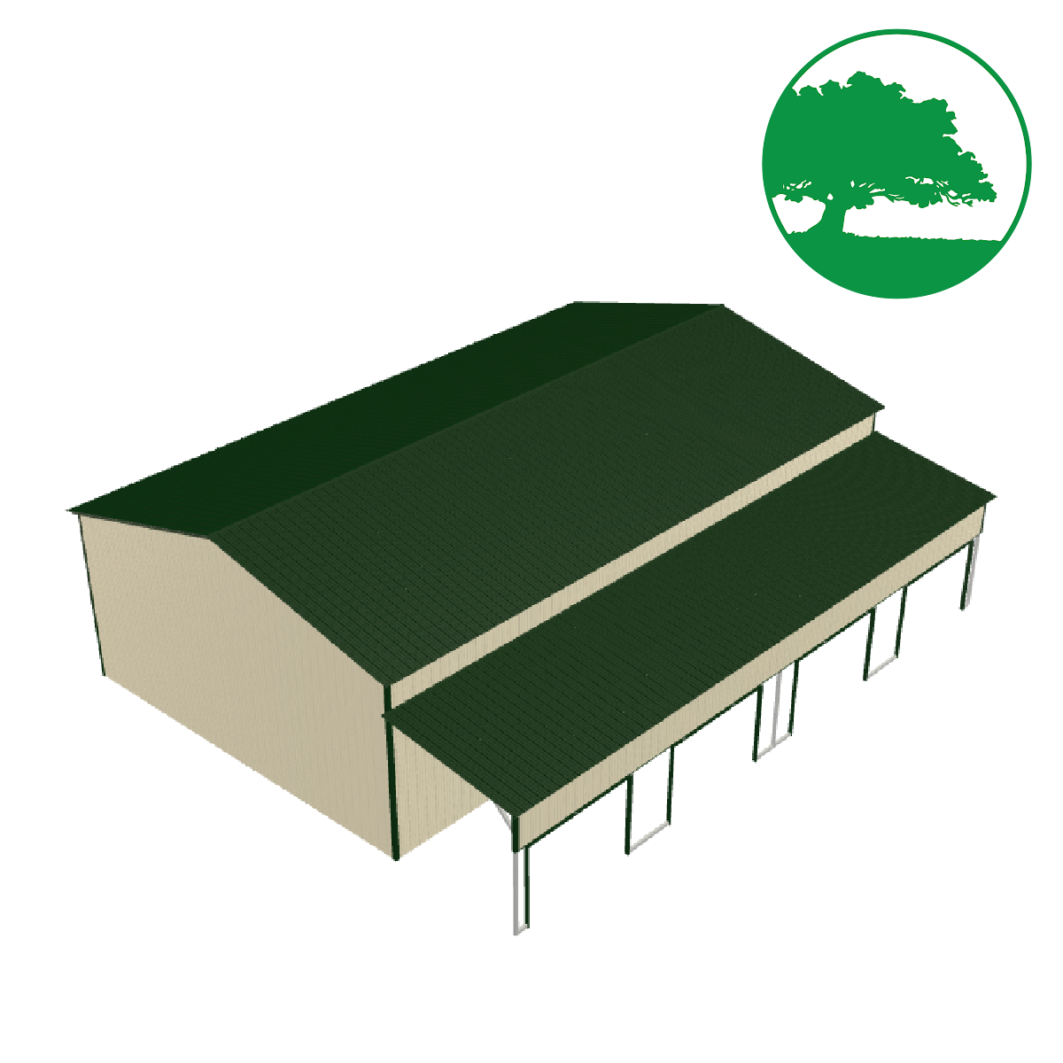 40'W x 50'L Garage w/ Lean-To