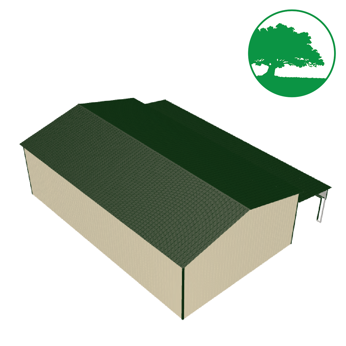 40'W x 50'L Garage w/ Lean-To