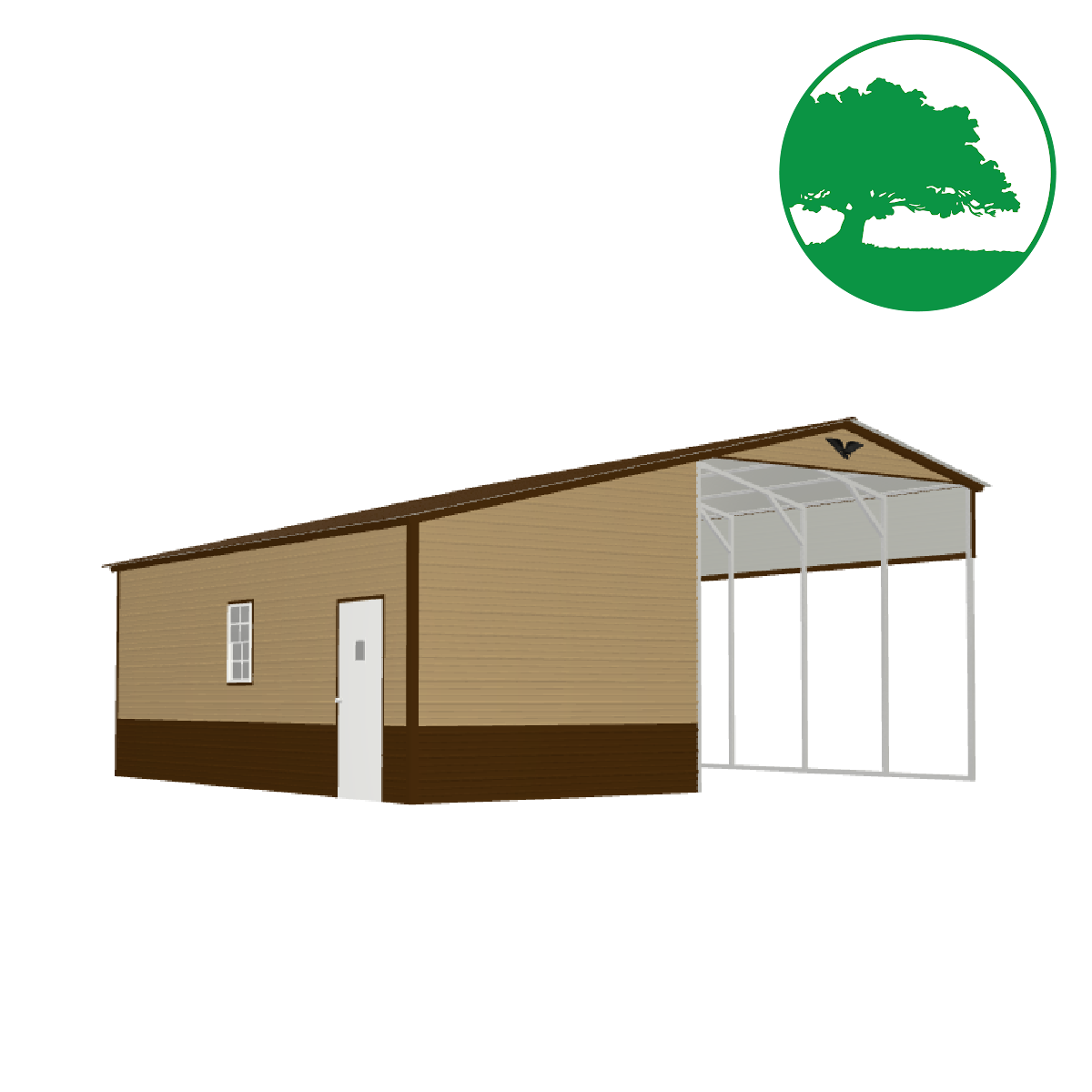 27'W x 25'L Enclosed-Lean Carport
