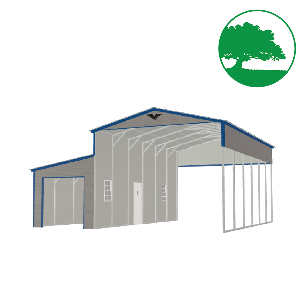 28'W x 30'L RV Cover w/ Lean-To