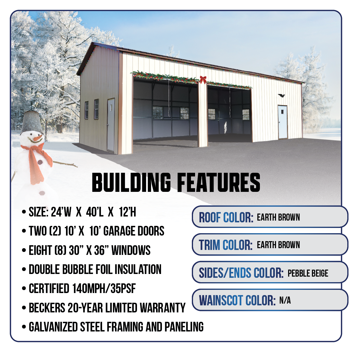 24'W x 40'L Garage