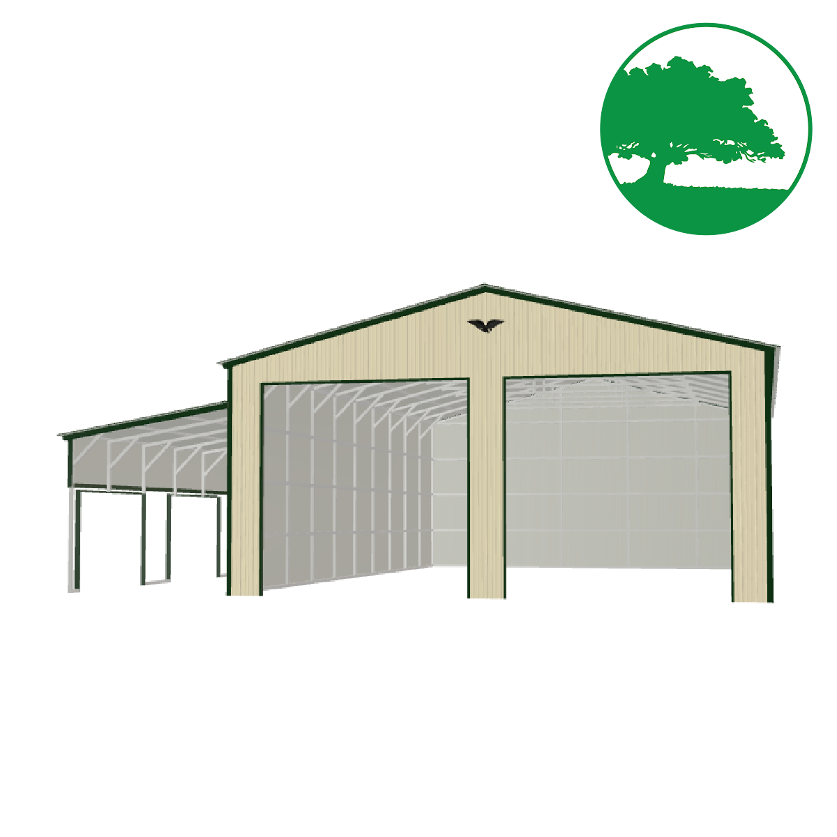 40'W x 50'L Garage w/ Lean-To