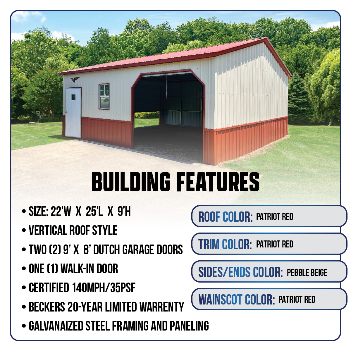 22'W x 25'L Garage