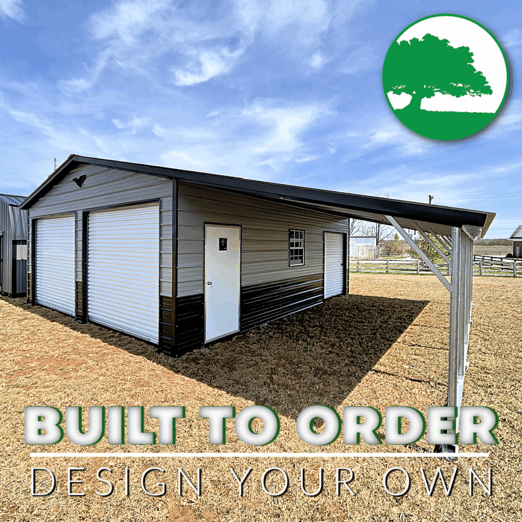 34'W x 25'L Garage w/ Lean-To - Backyard World