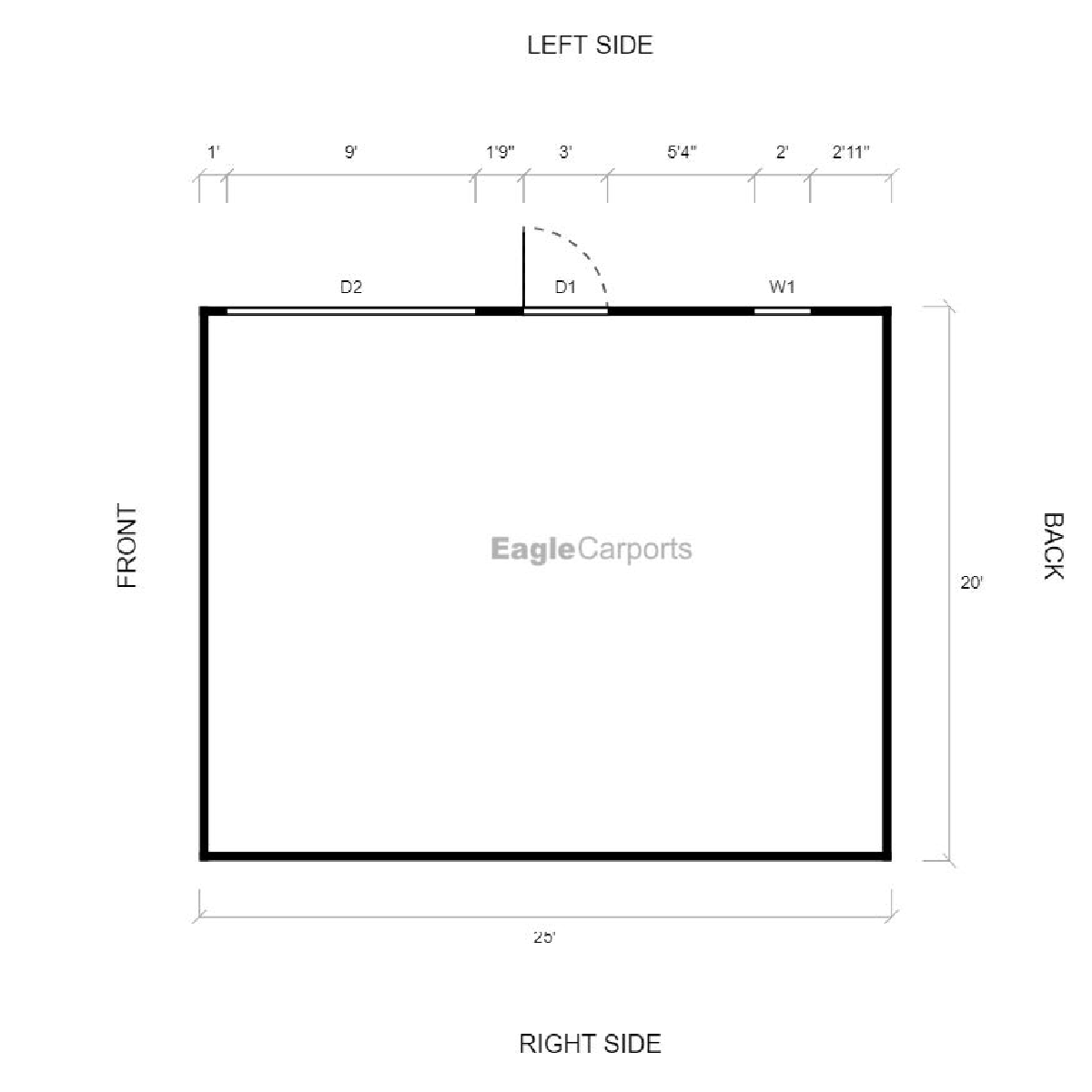 20'W x 25'L Garage