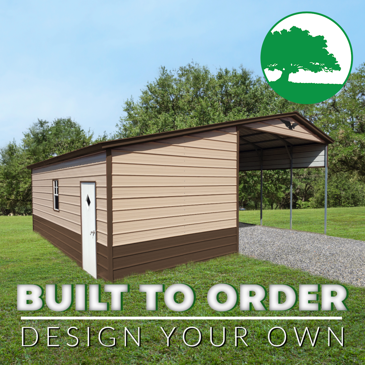 27’W x 25’L Enclosed-Lean Carport