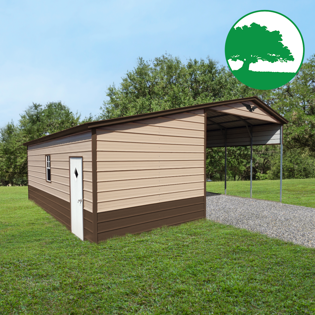 27'W x 25'L Enclosed-Lean Carport