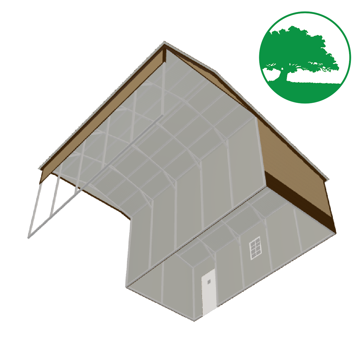 27'W x 25'L Enclosed-Lean Carport