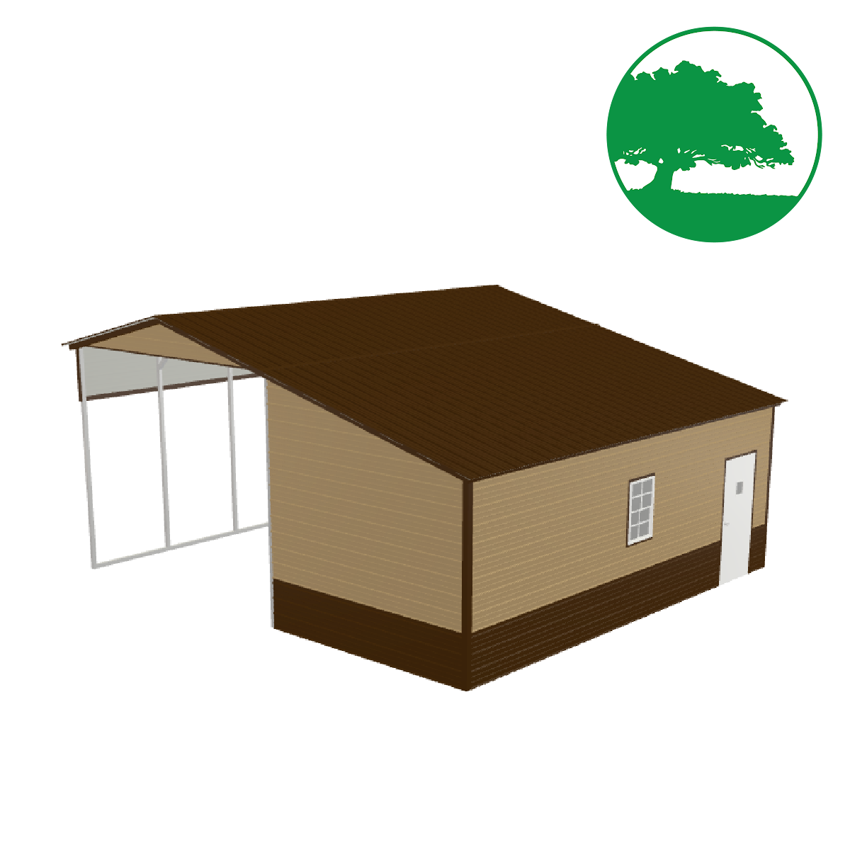 27'W x 25'L Enclosed-Lean Carport