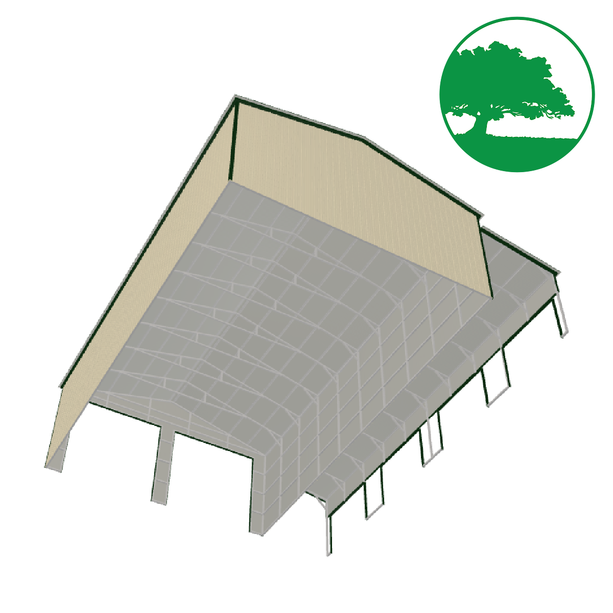 40'W x 50'L Garage w/ Lean-To