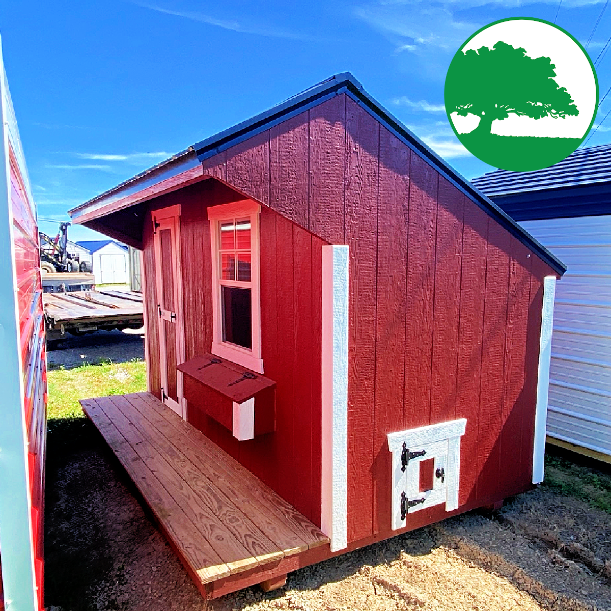 PRE-OWNED 8' x 12' Painted Coop w/ Porch