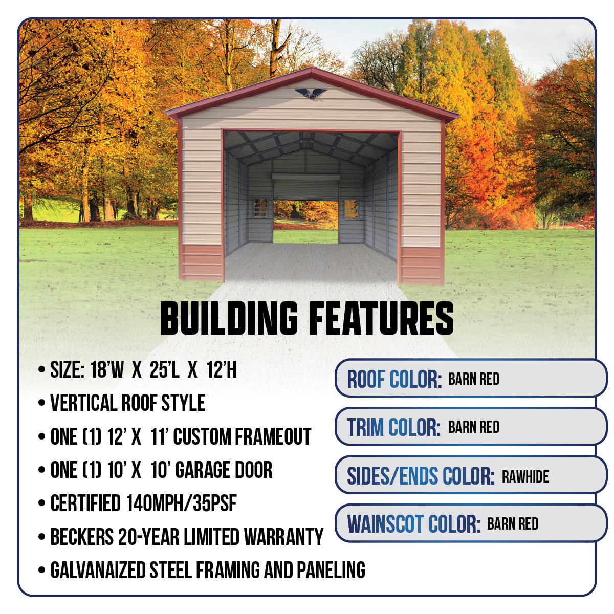 18'W x 25'L Garage