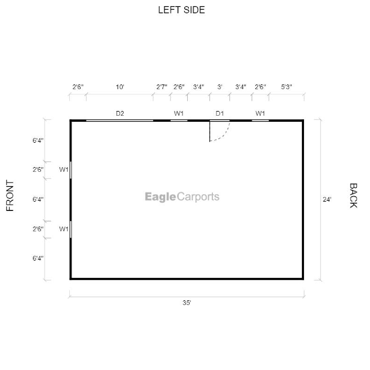 24'W x 35'L Garage