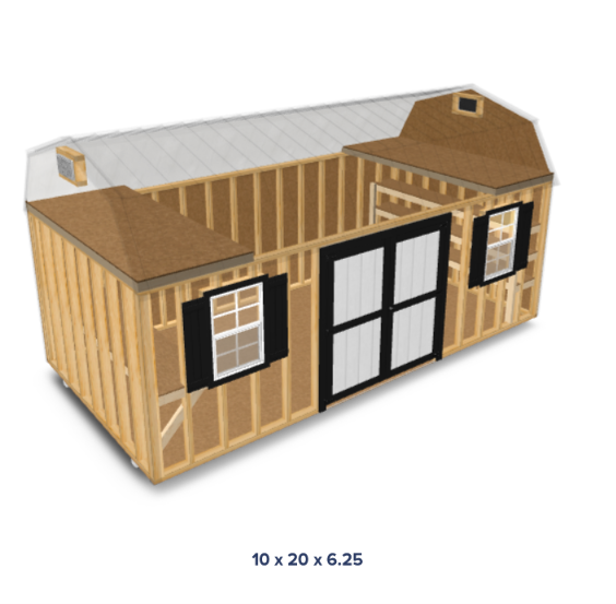 10' x 20' Painted "Side Loft Barn"