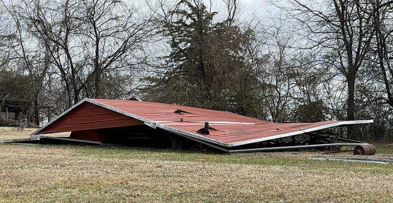 collapsed carport
