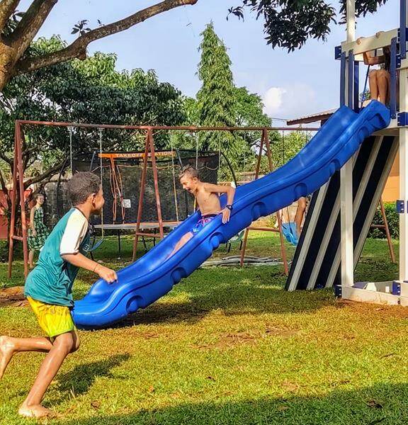 kids on slide