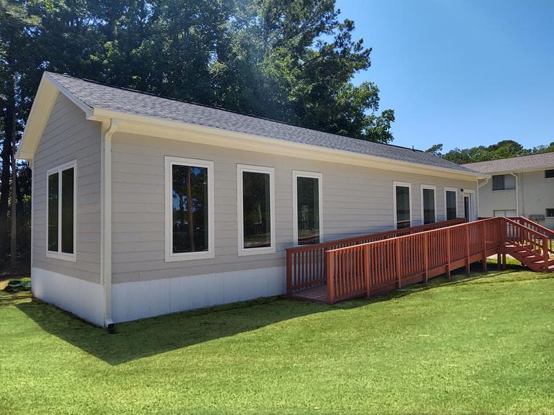 modular office with windows