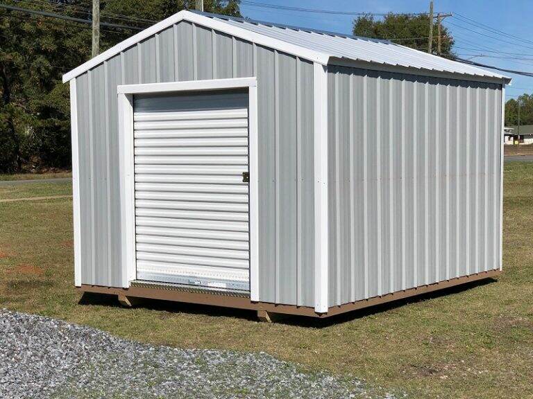 utility shed with roll door 768x576
