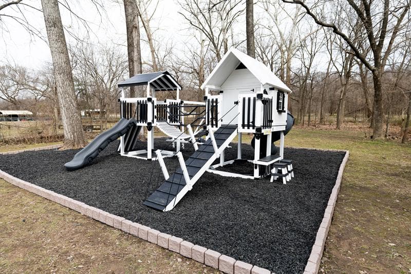 outdoor play area and playset