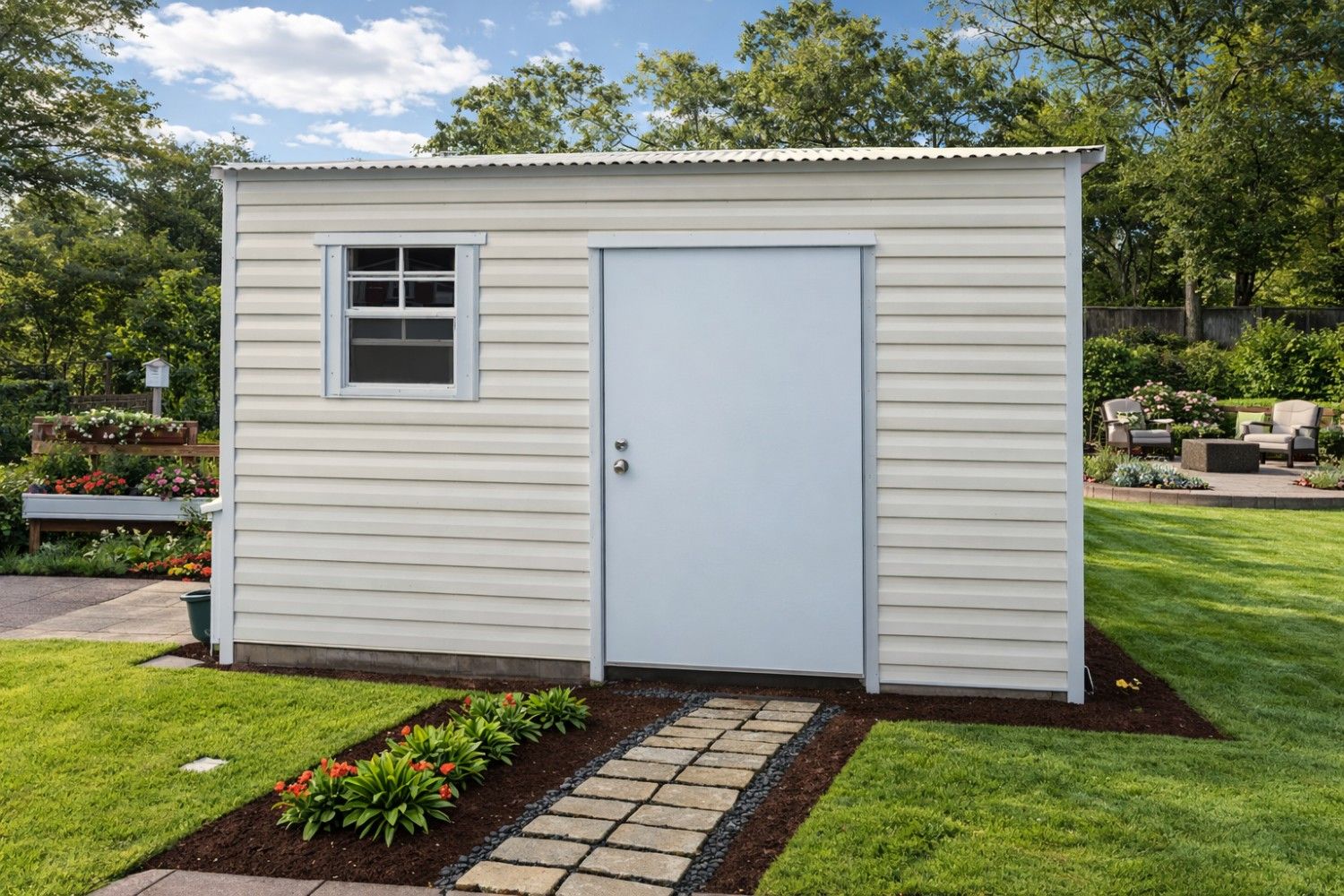 8 x 12 Metal Garden Shed Electric. Rent to own Free Delivery Jacksonville #13535