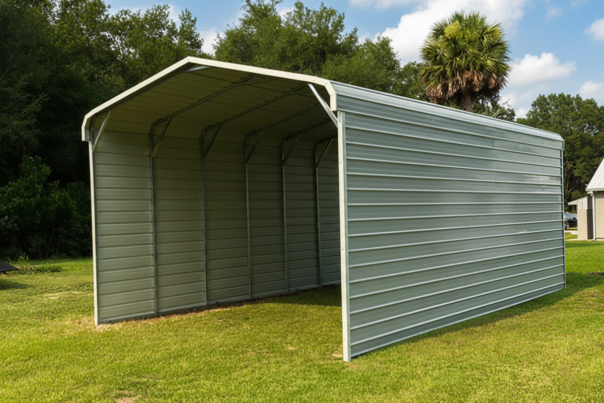Enclosed Metal Carport