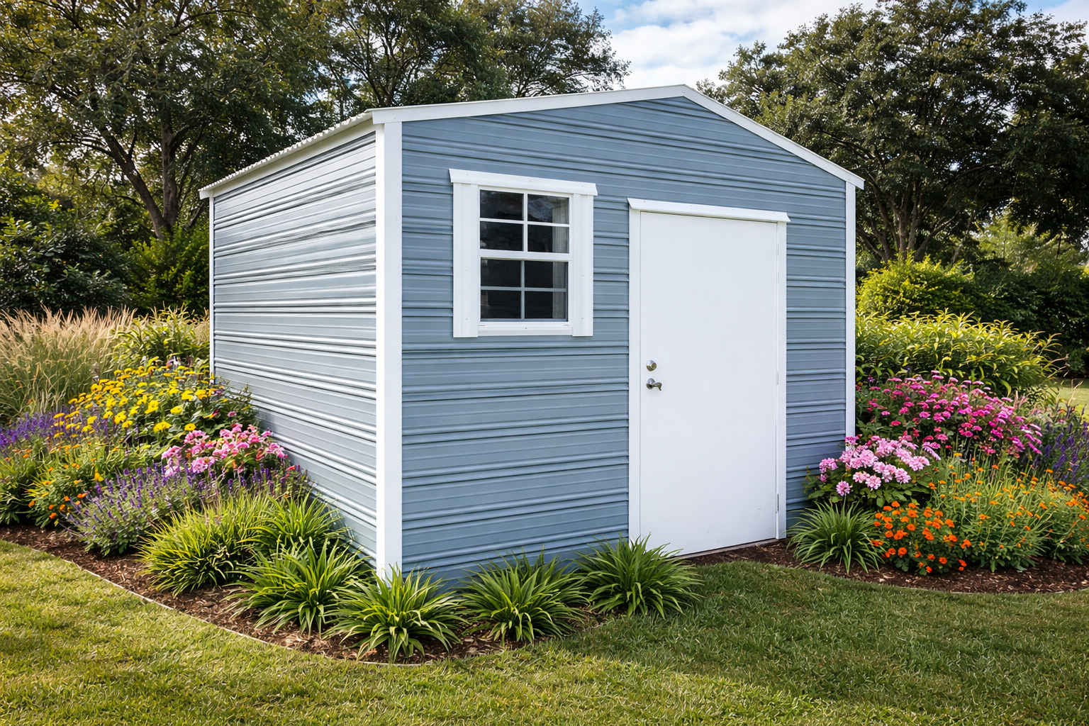 10 x 8 Side Entry Metal Garden Storage Shed with Workbench and Electric 13534