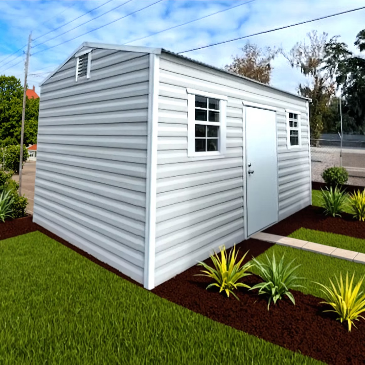 10 x 16 Side Entry Metal Storage Shed with Electric 27126