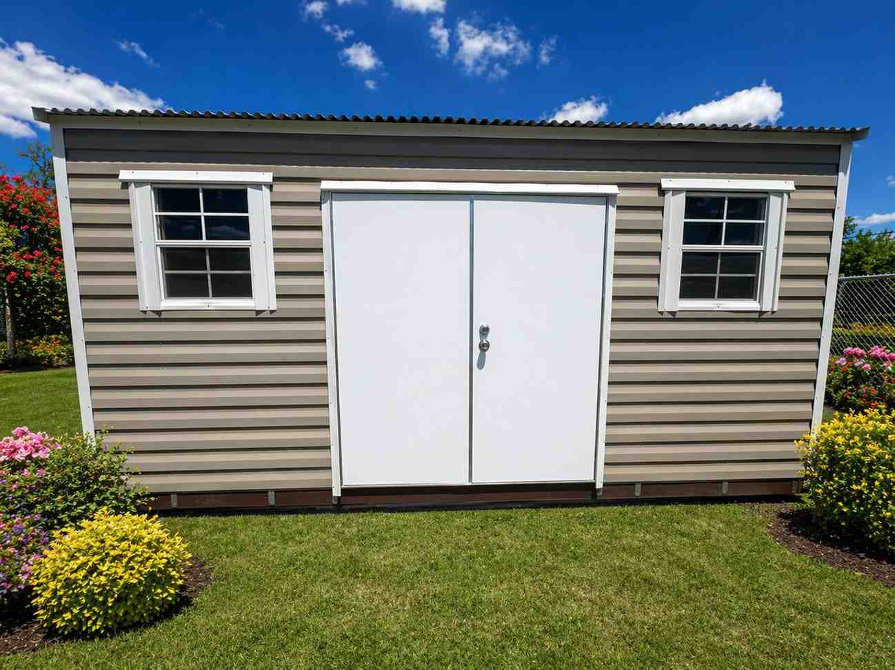 10 x 16 Side Entry Metal Storage Shed with Electric Brick City Building #27203