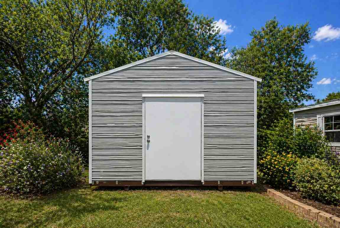 12×16 Garden Metal Shed with Electric Brick City Building #17946