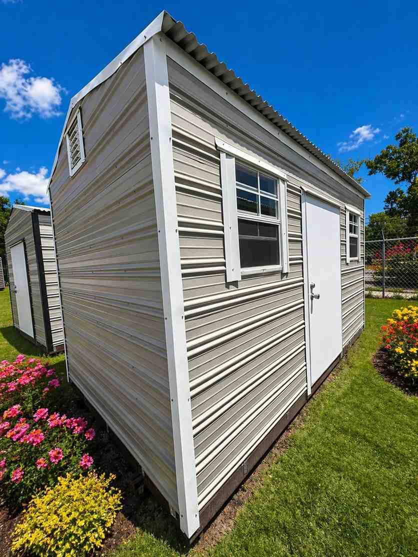 8×14 Metal Side Garden with Electric Brick City Buildings #13547