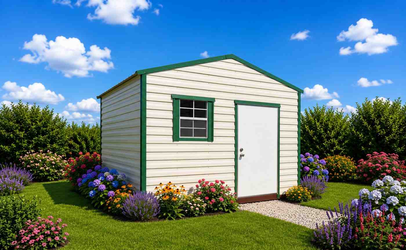 12×10 Metal Garden Shed with Electric Free Delivery Rent to Own Jacksonville 27257