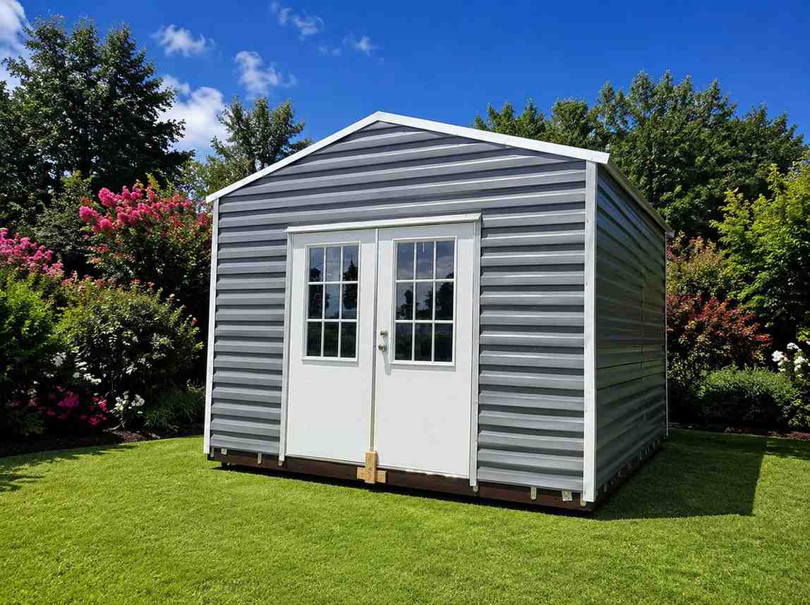 12×10 Metal Garden Shed with Electric Free Delivery Rent to Own Jacksonville 27278