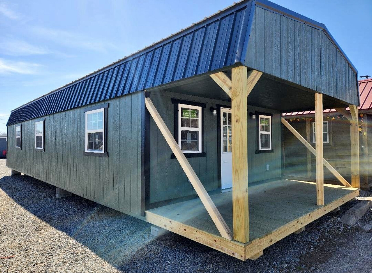 16×46 WIRED & INSULATED High Barn Cabin #8755