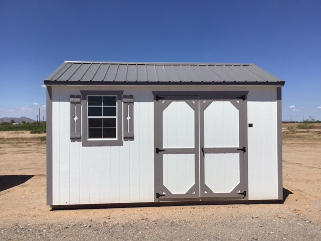 10×16 Garden Shed (White/ Polished Concrete)