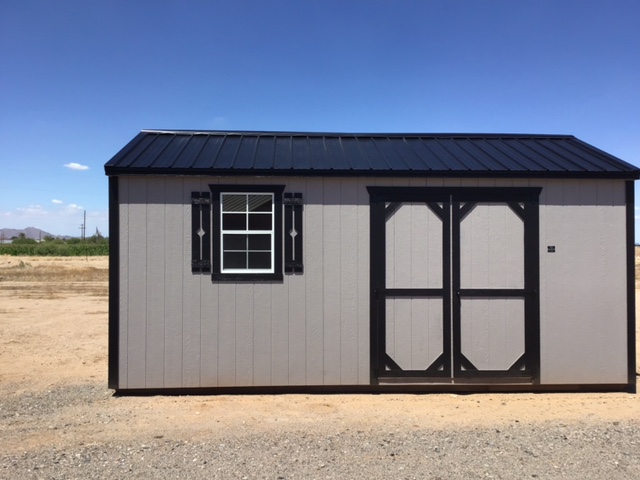 10×20 Garden Shed (Polished Concrete/ Black)