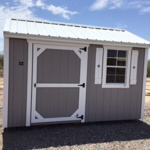8x12 Garden Shed (Polished Concrete/ White)