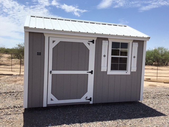 8×12 Garden Shed (Polished Concrete/ White)