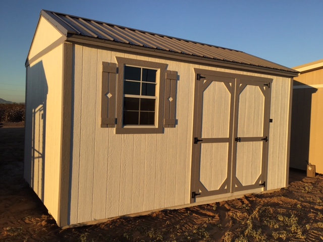 10×16 Garden Shed (White/ Polished Concrete)