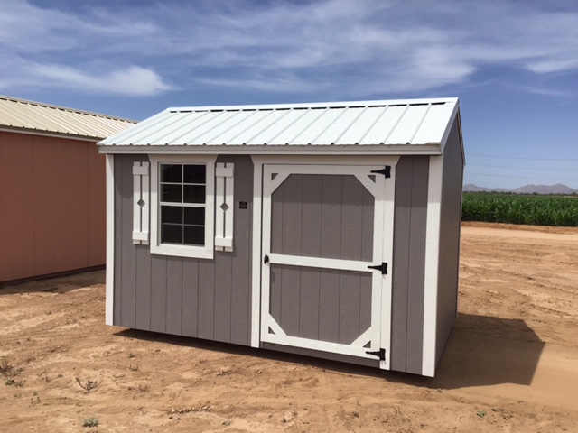 8×12 Garden Shed (Polished Concrete/ White)