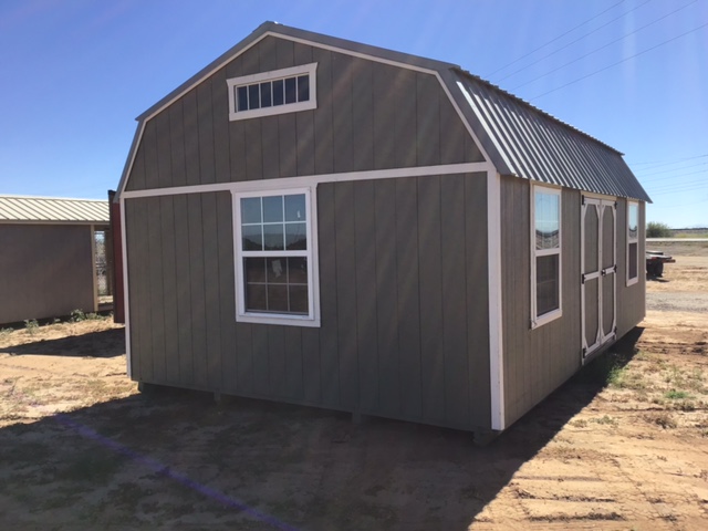 14x24 Lofted Garage (Gray/ White)